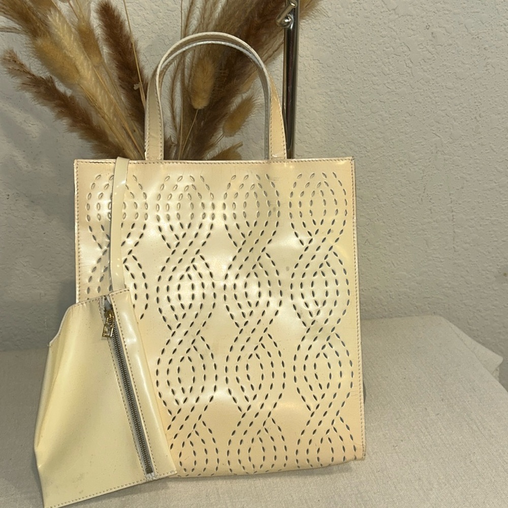 Authentic FENDI Ivory Perforated Tote Bag
